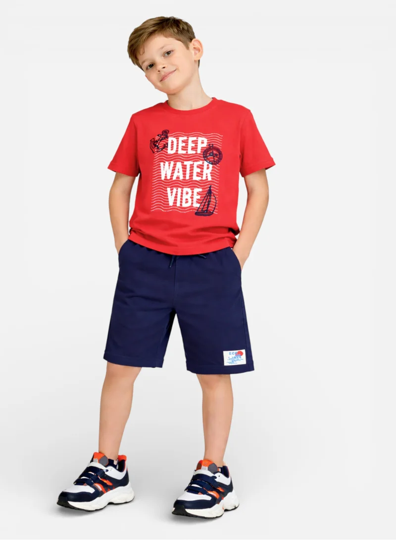 victor and jane Boys Deep Water Vibe T-Shirt & Navy Shorts Set